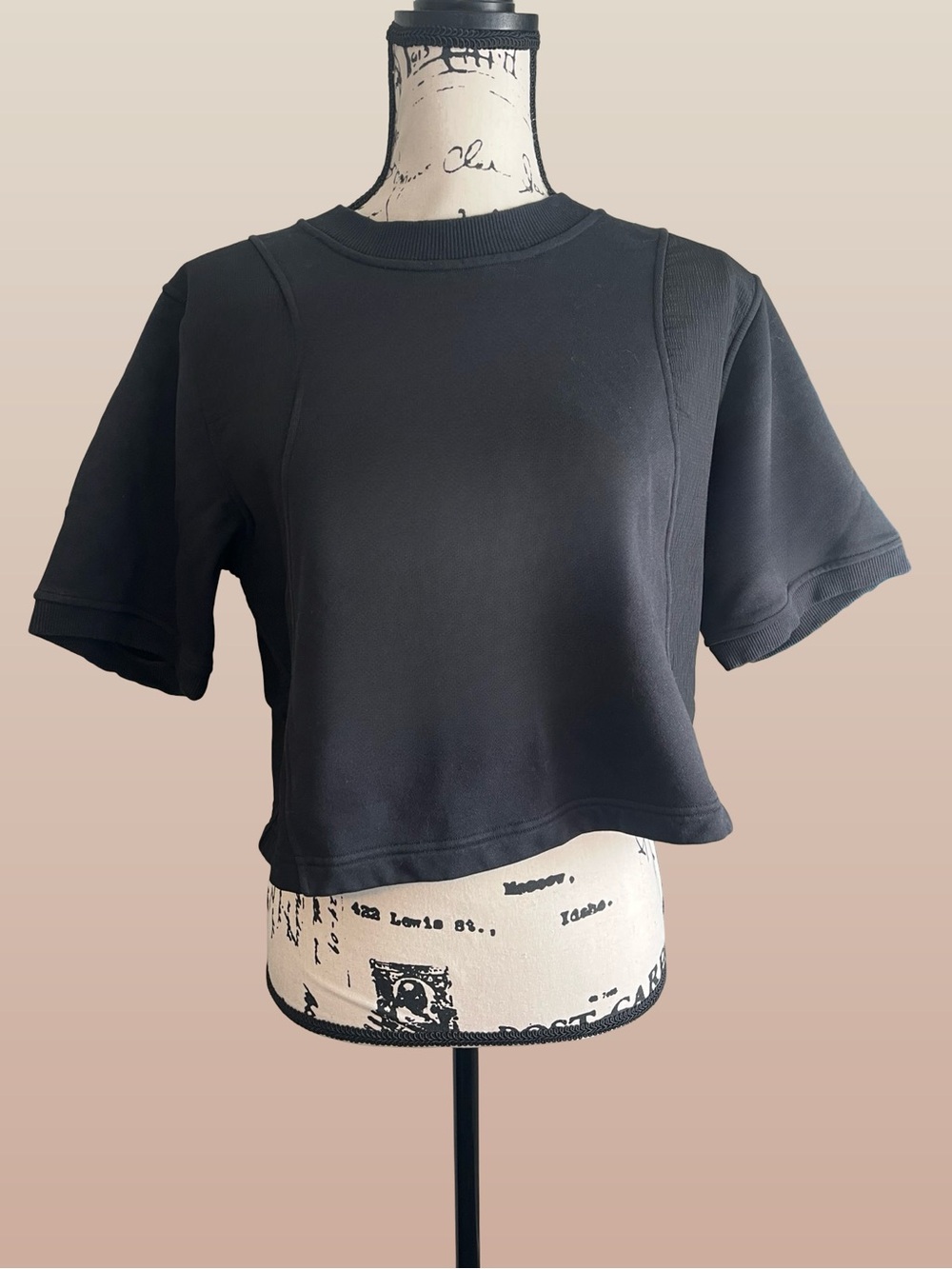 Lululemon Black Cropped Crewneck Sweater Tee - SZ 10